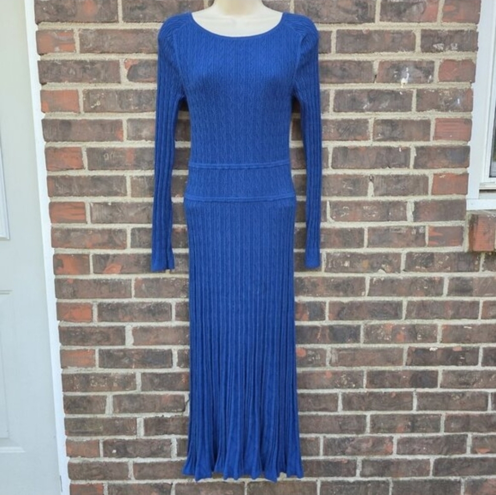 Boden Imogen Empire Knitted Navy Midi Dress Size US 6 Fall Winter
